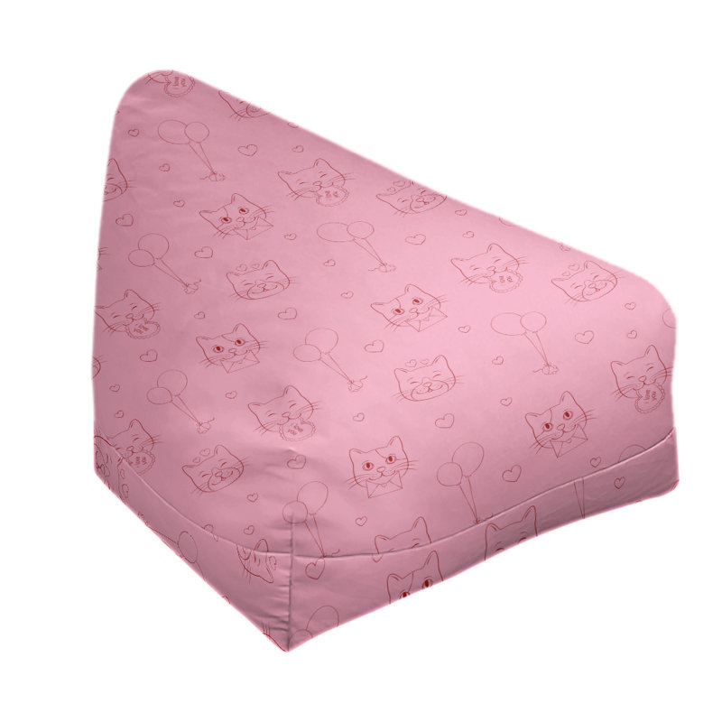 Red Geometric Bean Bag Lounger – Bold Triangle Print Seat for Game Rooms, Dorms & Cozy Corners, 25" H x 27" W x 30" D