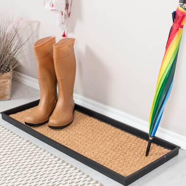 BirdRock Home Rubber Boot Tray with Coir Insert - 34''Lx14''W