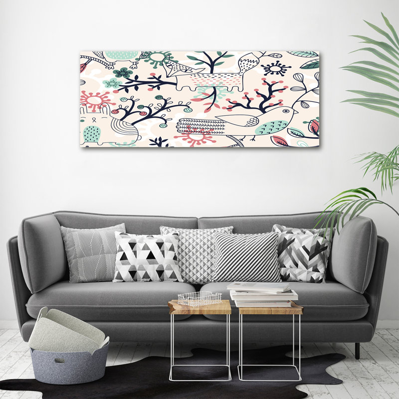 Animals And Flowers - No Frame Print on Canvas
