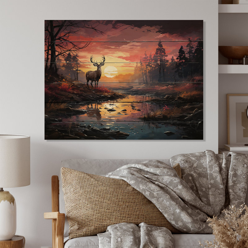 Deer Enchanted Twilight II - impression sur bois sans cadre, H 30 po x l 40 po x P 0,78 po