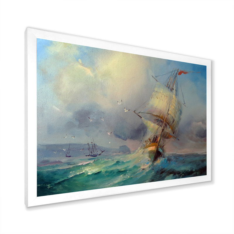 Vieille Bataille Navale de mer - on, H 8 po x l 12 po x P 1 po, Toile blanche avec cadre photo