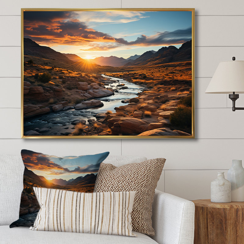 Nevada River Landscape I - Paysages, reproduction d'art sur toile, H 30 po x l 40 po x P 1,5 po, Cadre flottant doré