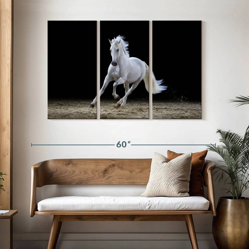 Brampt Galloping White Stallion, 32" H x 50" W