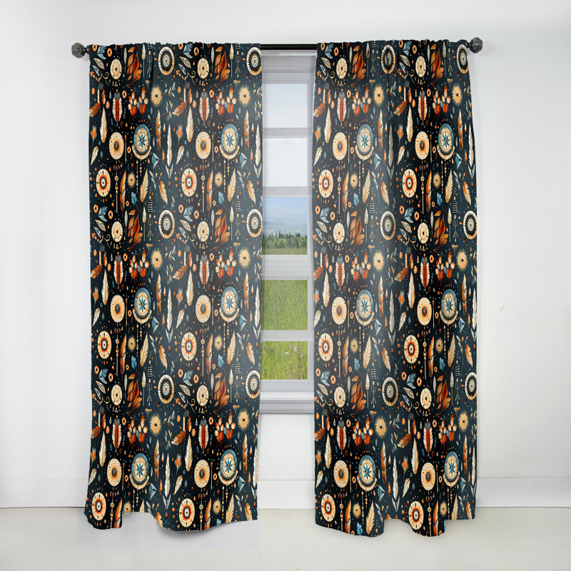 Motif rétro bohème rétro Nomad Ii Boho - rideau abstrait obscurcissant - 1 panneau, L 52 po x L 63 po