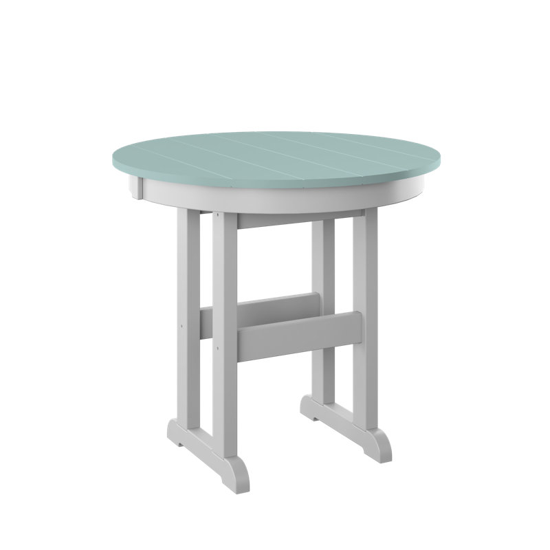  Table ronde 33 "sauge et blanc, Blanc, H 30 po x l 33 po x P 33 po, Sauge
