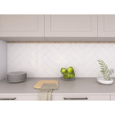 Bex Metro Solid Color 4'' W x 12'' L Engineered Stone Peel and Stick Subway Tile