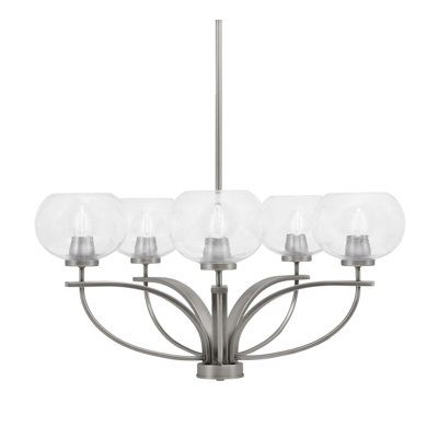 Lustre 5 lumières Cavella illustré avec verre transparent 7 "