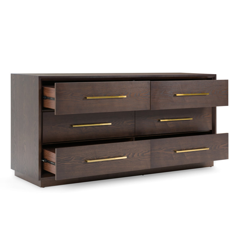 Langley 6 Drawer 67.99" W Dresser, Cherry