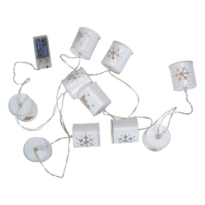 10 lumières de Noël lanterne en métal blanc chaud B / O - fil transparent 6,25 pi