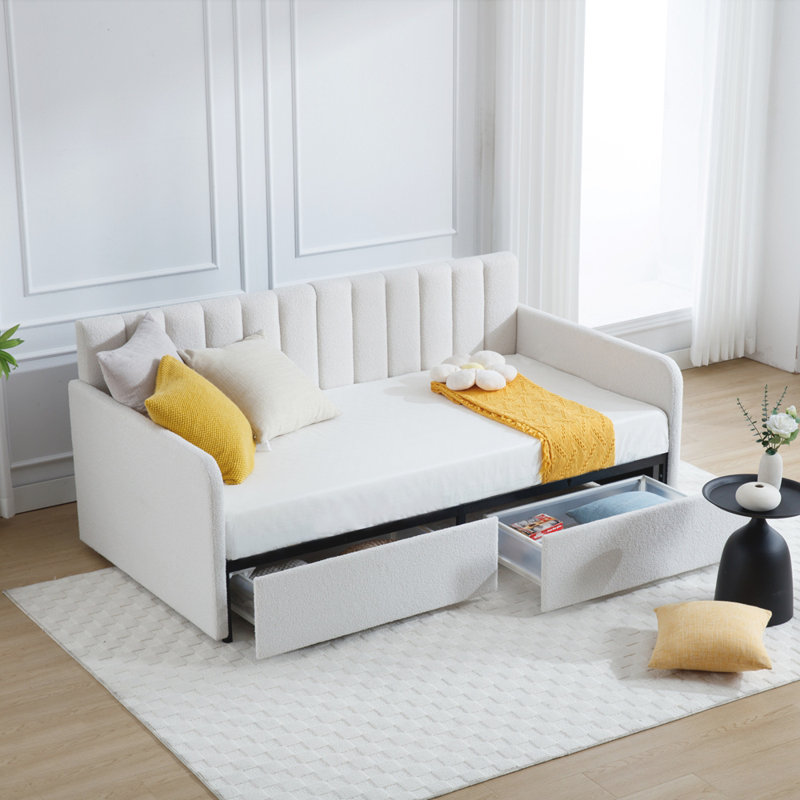 Zija Upholstered Velvet Daybed, White