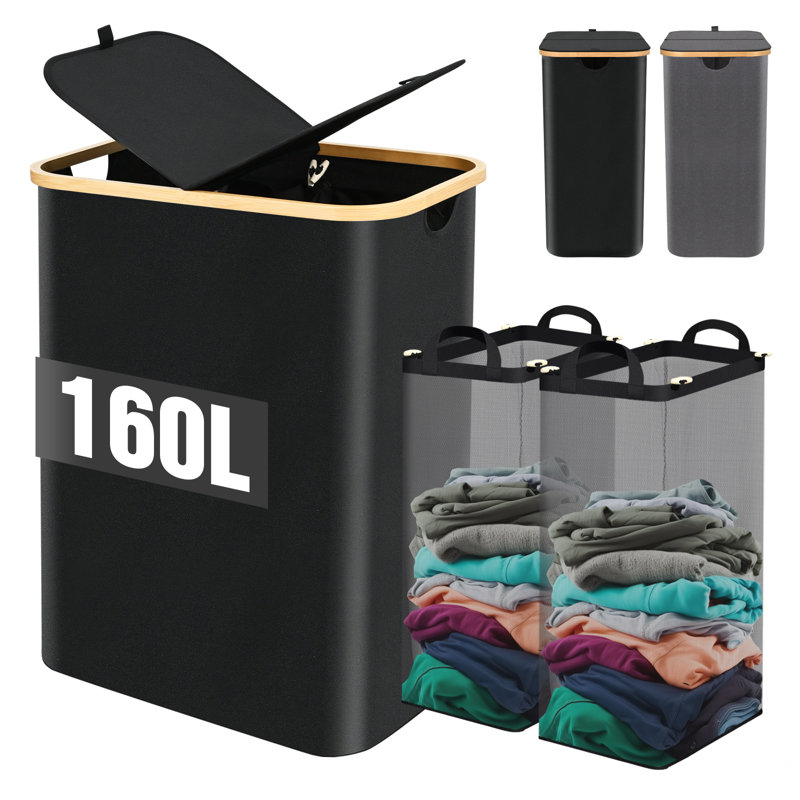 Laundry Hamper with Handles, Black