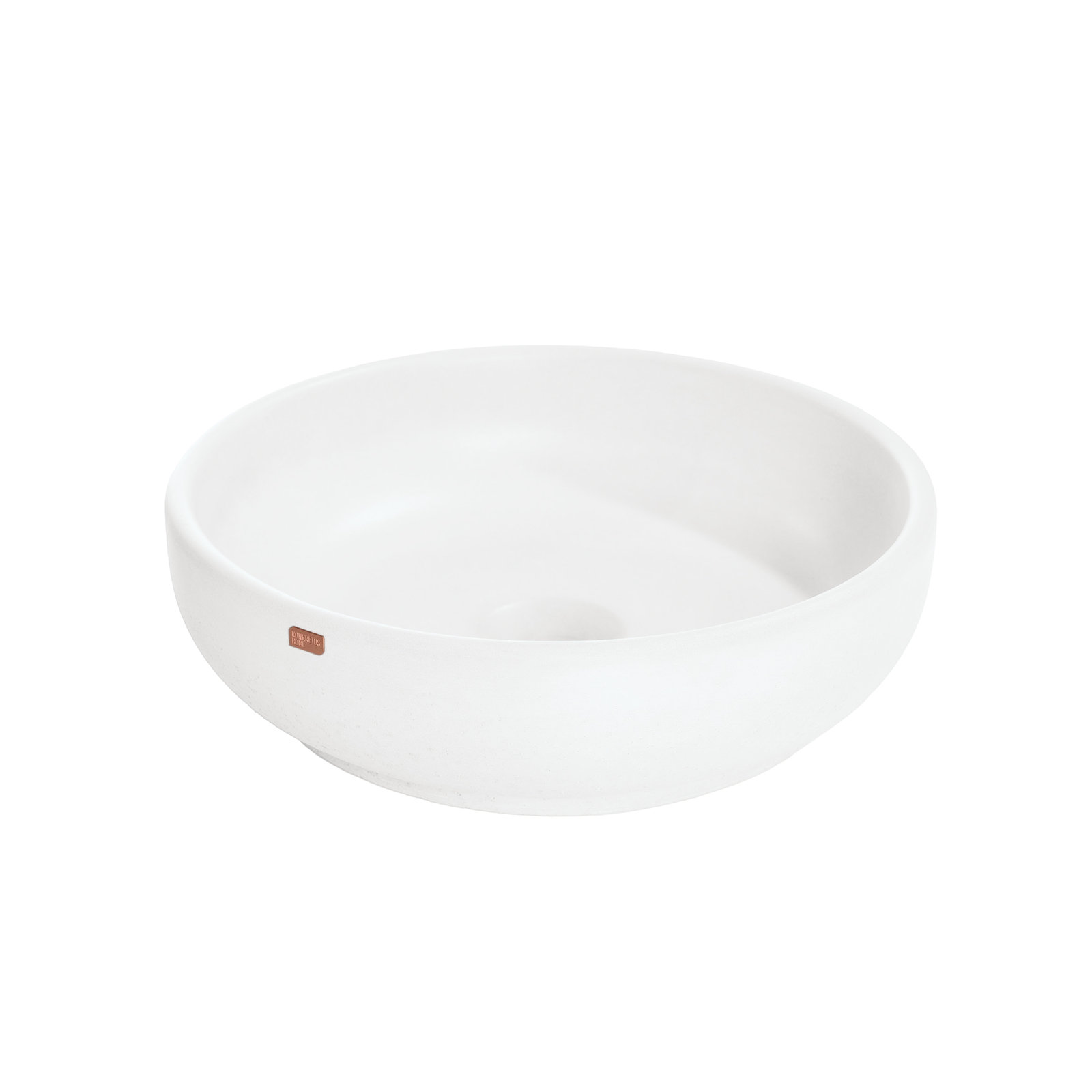 Fladd Round Concrete Vessel Sink, Tulum White