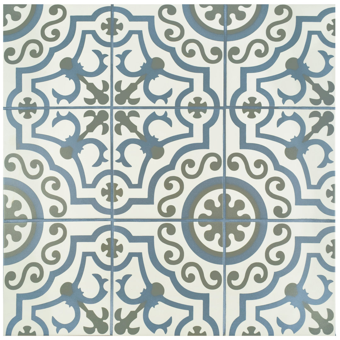 Hidraulico 9-3/4" x 9-3/4" Porcelain Patterned Wall & Floor Tile Merola Tile 