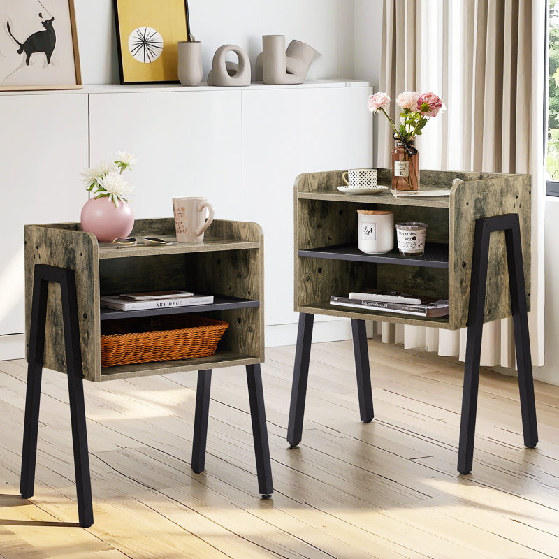 23.6" Tall Stackable Steel Nightstand Set of 2, Set of 2