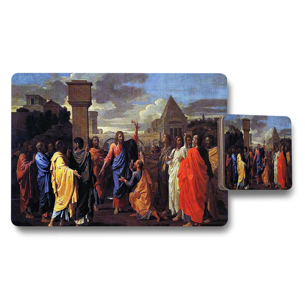 Religious Art Placemat And Coaster Set With Biblical Scene