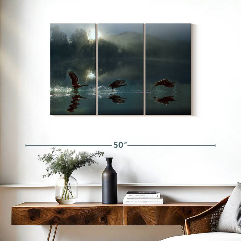 Brampt Geese Skim Over The Water, 24" H x 38" W
