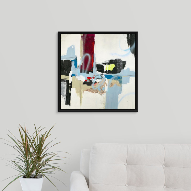 « hard véracité i », peinture sur toile, H 21,7 po x l 21,7 po x P 1,75 po, Cadre flottant noir