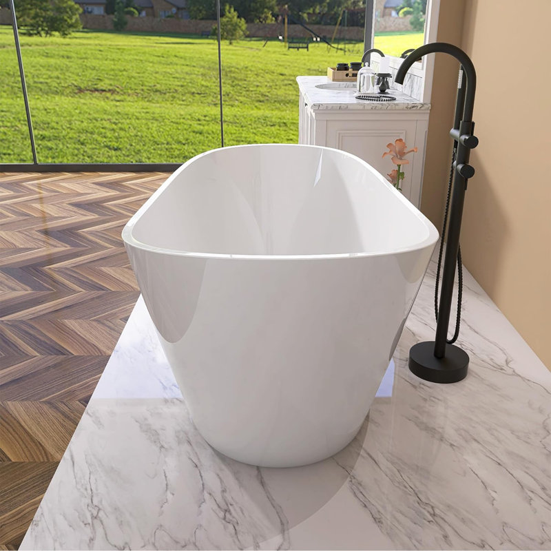 67'' Acrylic Freestanding Bathtub,Deep Soaking Bathtub
