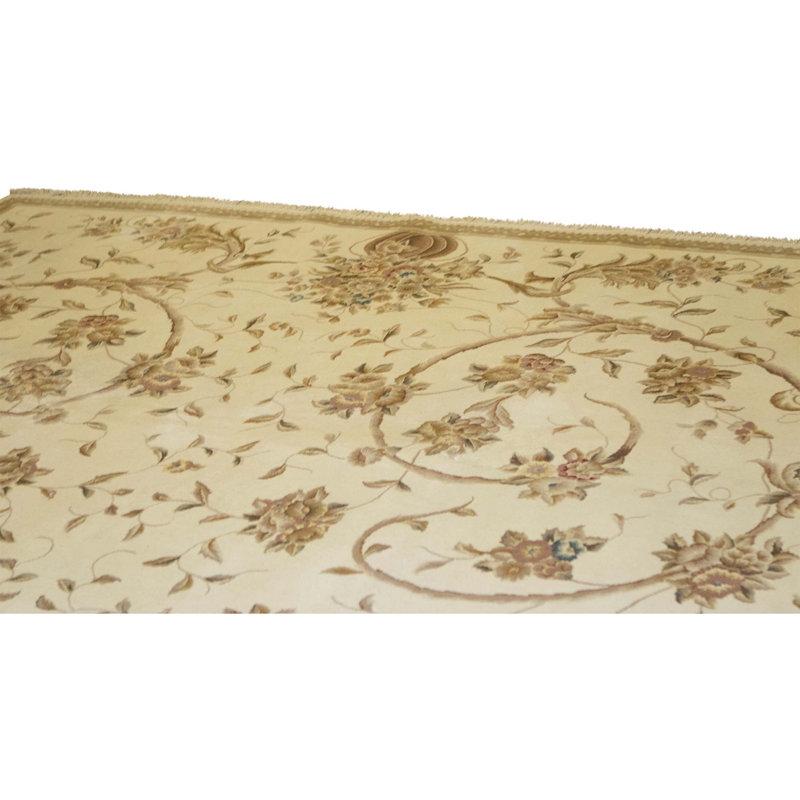 High-Quality Hand-Knotted Ivory Area Rug