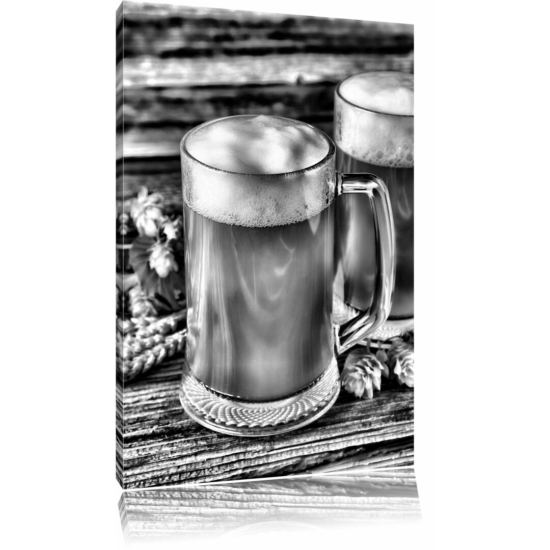 Leinwandbild Bier Malz Deutsches Bier Bierglas in Monochrom