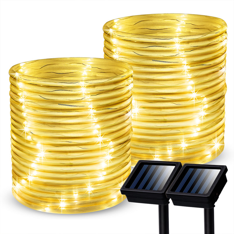 Guirlande de 100 ampoules à énergie solaire pour l'extérieur de 428,4 po Adrienne, Jaune