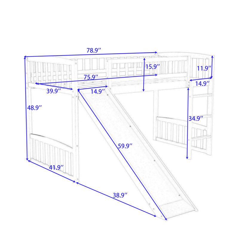 Fabiyi Twin size Loft Bed,Wood Loft Bed with Slide and Ladder, White