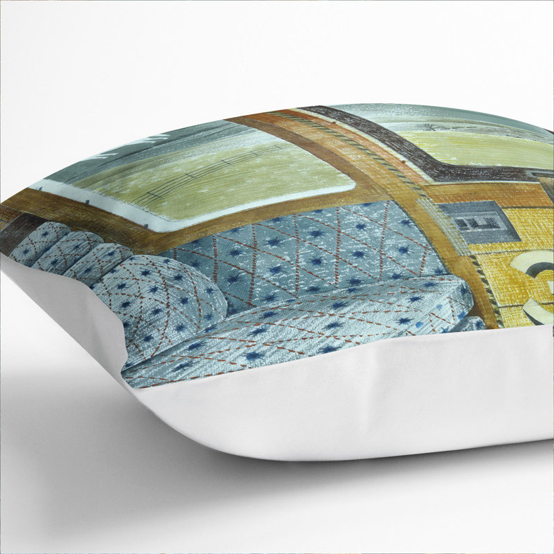 Train Landscape Scatter Cushion with Filling, White, 40cm H x 40cm W x 15cm D