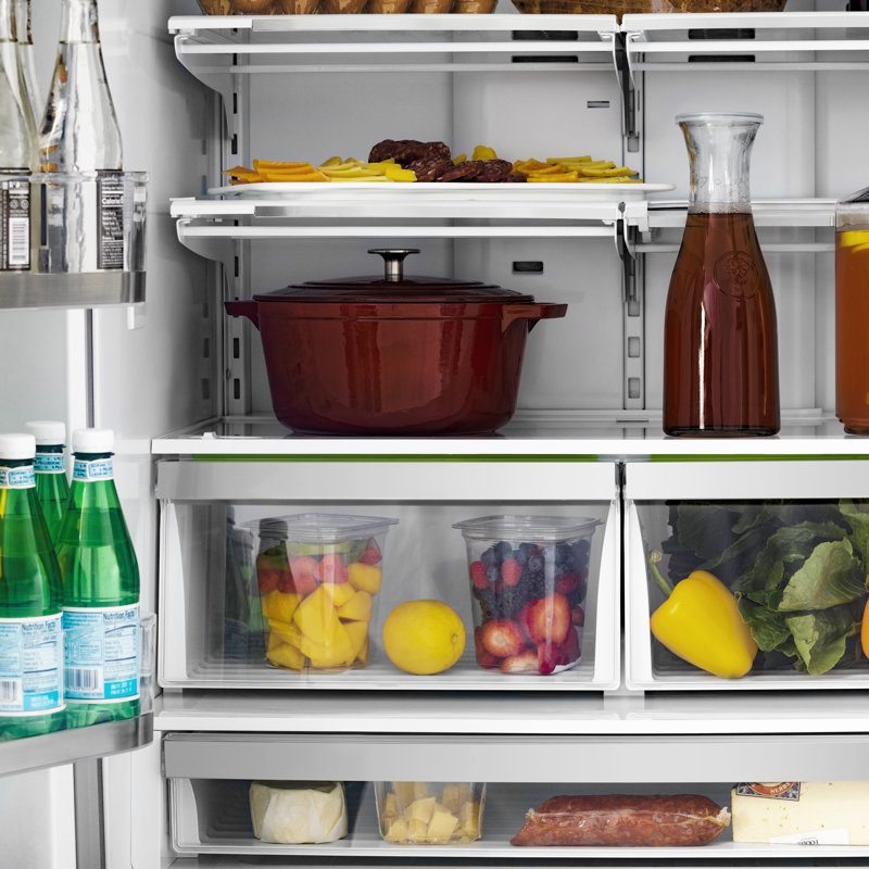ZLINE 36" Autograph Edition 22.5 cu. ft Freestanding French Door Refrigerator with Ice Maker in Fingerprint, Matte Black