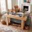 Console de 63 po de largeur, canapé de style campagnard, table d'entrée étroite à grain de bois chaud-132680170-132680168-132680166