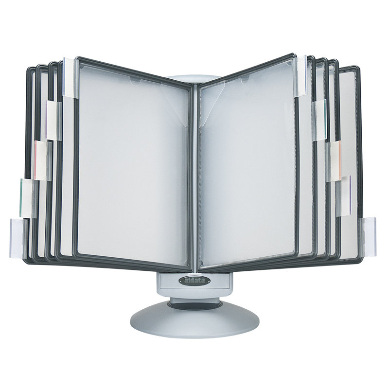 Gray Polypropylene 10-Panel Rotary Reference Organizer
