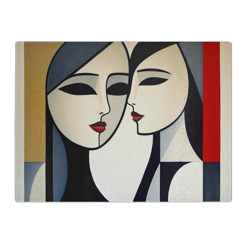 Two Women in Love Constructivism No.2  Glass Chopping Board