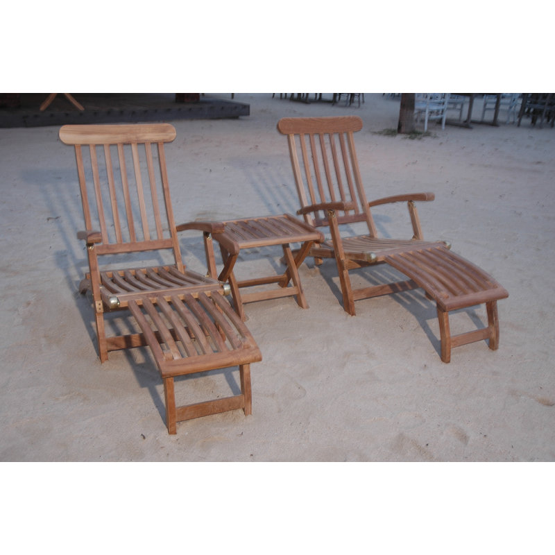 Royal Teak 3-Piece Outdoor Armchair and Stool Set
