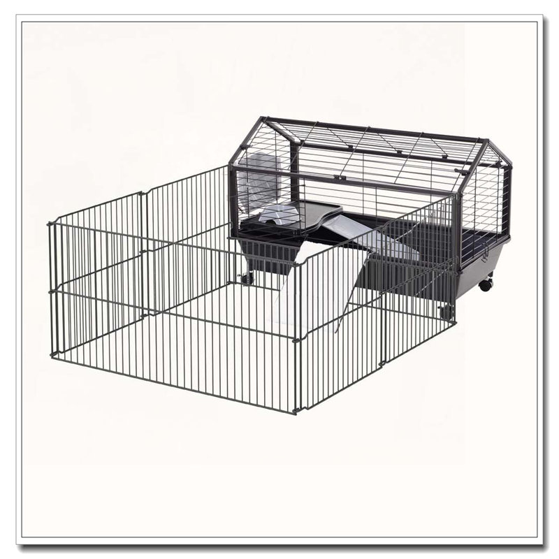 Cage pour petits animaux avec roulettes et bouteille d'eau