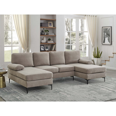Canapé modulaire en U rembourré de polyester avec pieds en métal