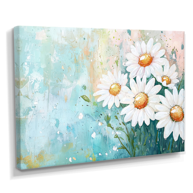 «White Daisy Sunrise Meadow II - Daisies», reproduction sur toile, H 24 po x l 32 po, Toile tendue, Ne s’applique pas