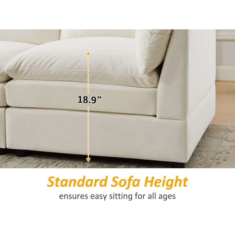  Cann 6-Piece Upholstered Modular Sectional Couch, White Polyester Blend