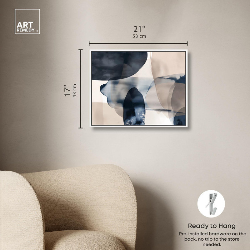 Art, art abstrait, toile, mouvement monochrome, White Floater Framed, H 17 po x l 21 po