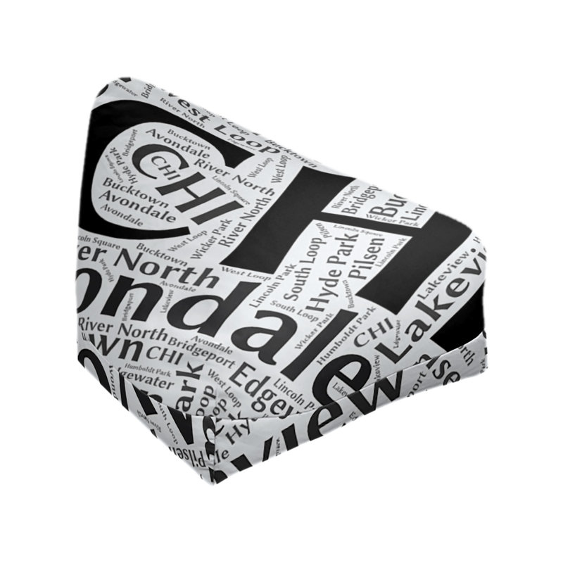 Classic Bean Bag, 42" H x 38" W x 29" D, Black Polyester Blend, Chicago