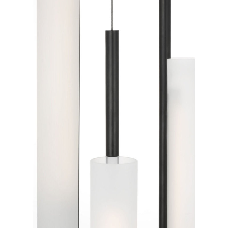 Windchime Chandelier with Soft Etched Glass, Bronze, 5 Lights, 39" H x 17.25" W x 17.25" D