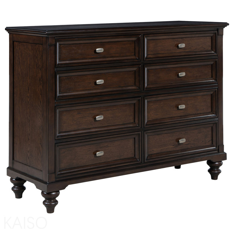 Commode 8 tiroirs chêne foncé