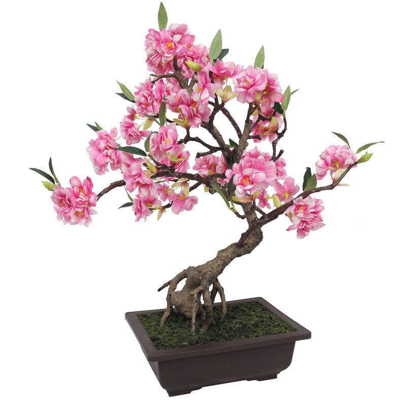 Bonsai artificiel 20 po en pot, Rose
