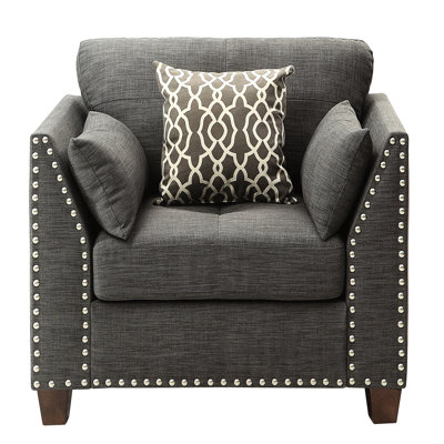 Fauteuil d'appoint à accoudoirs évasés gris anthracite avec coussins et ensemble de coussins confortables