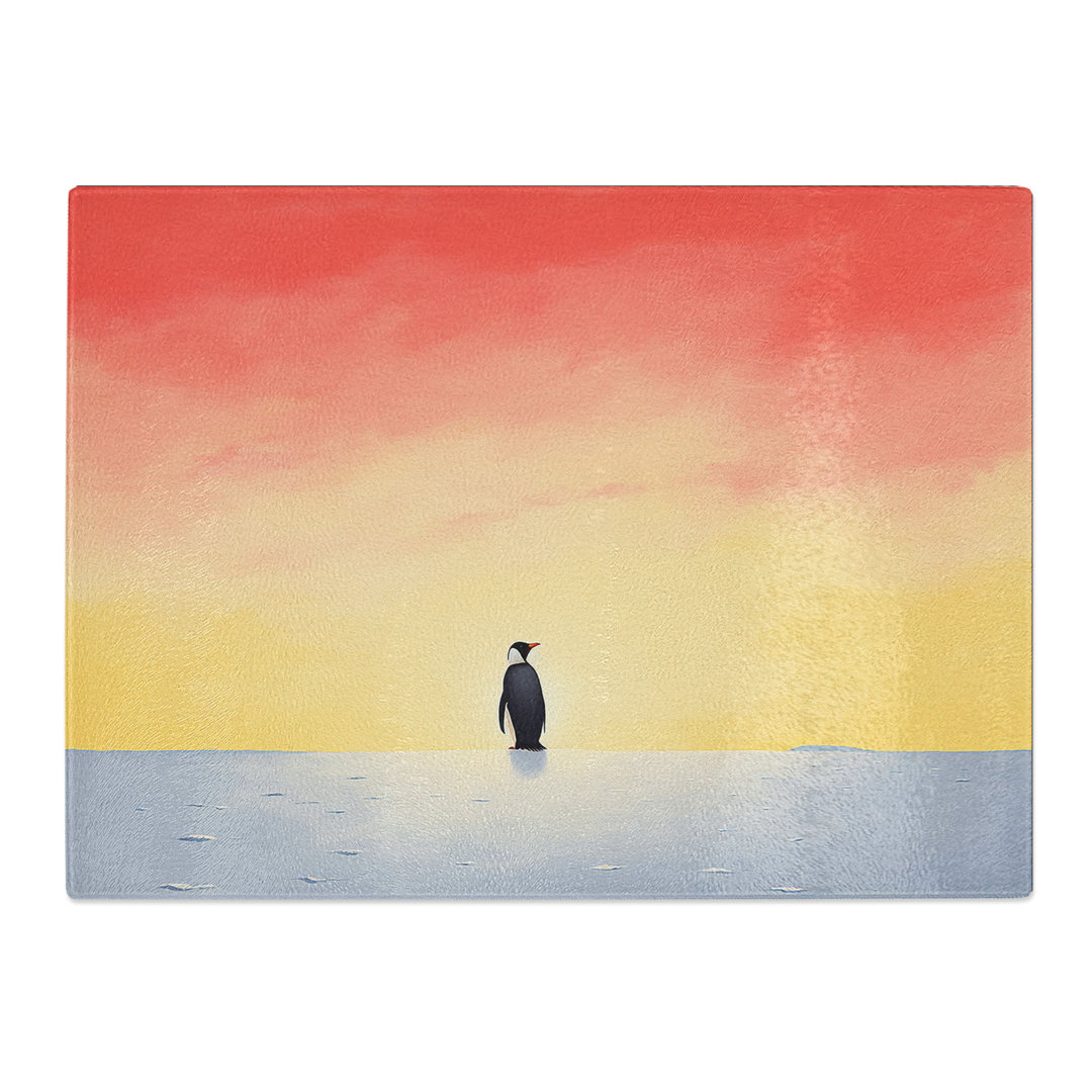 Penguin Minimalism  Glass Chopping Board