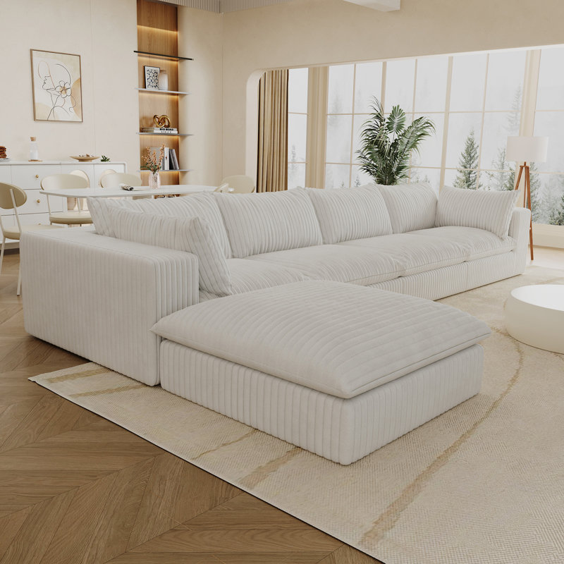 Canapé 157,6 po Cloud, H 24 po x l 157,6 po x P 78,8 po, Blanc