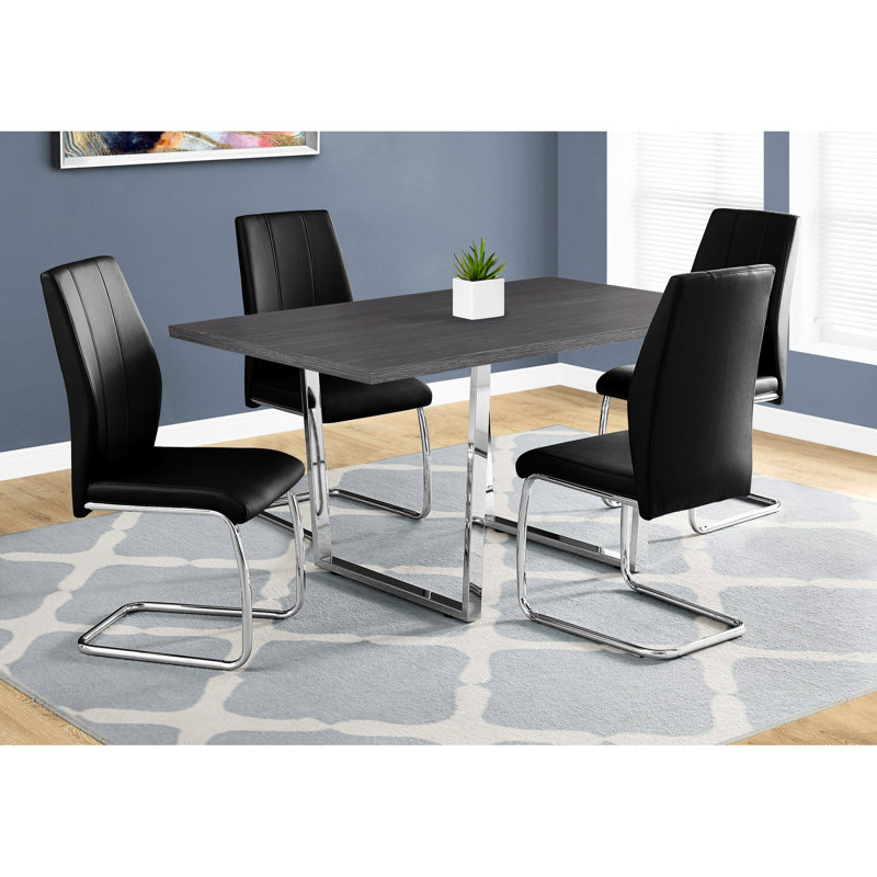 Contemporary 60" Rectangular Table, Grey Laminate Finish, Metal Frame, For Dining And Kitchen, Seats 4 Modern Table 60", Laminate, Leg Fastening Part, Kitchen Room,