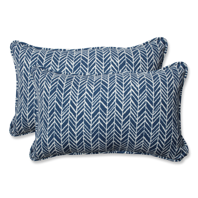 Herringbone Indoor/Outdoor Lumbar Pillow, Black, 11.5" H x 18.5" W x 5" D