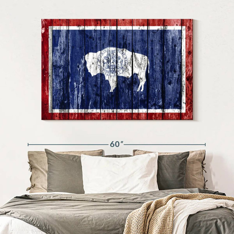 Borges Wood Style Wyoming Flag, 34" H x 51" W