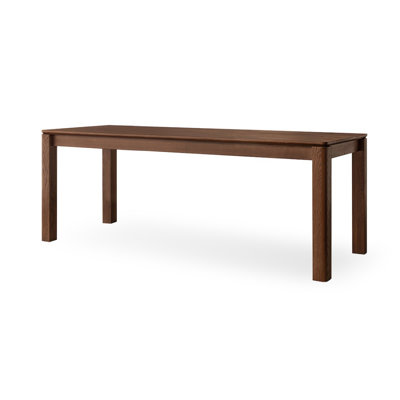 Nut-Brown Rectangular Solid Wood Dining Table