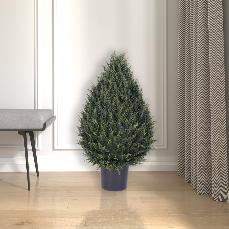 36'' Faux Pine Topiary in Pot