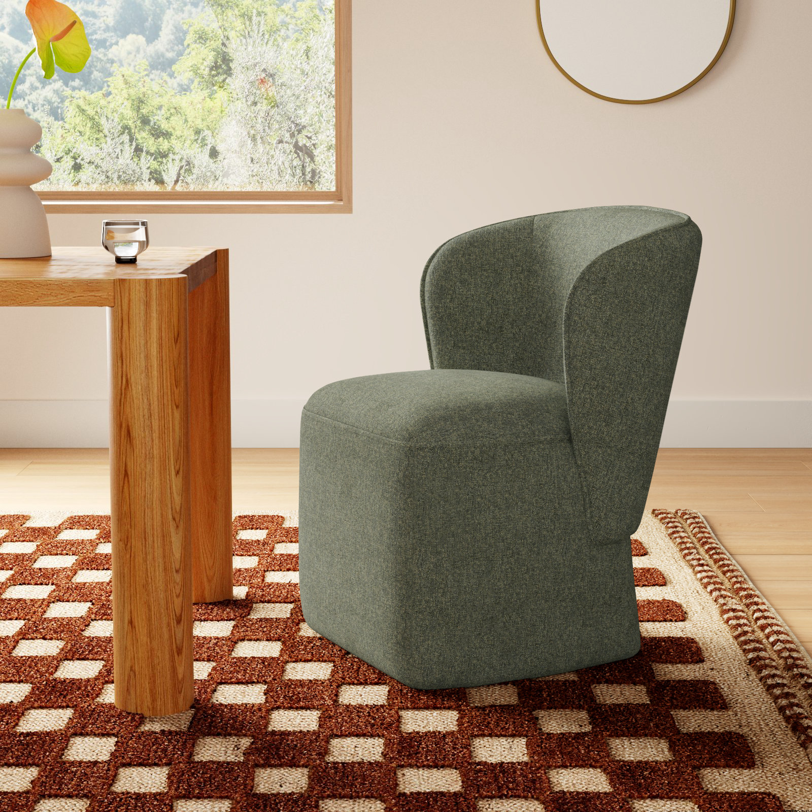 Niha Swivel Dining Chair, Nathan Hemp Tweed